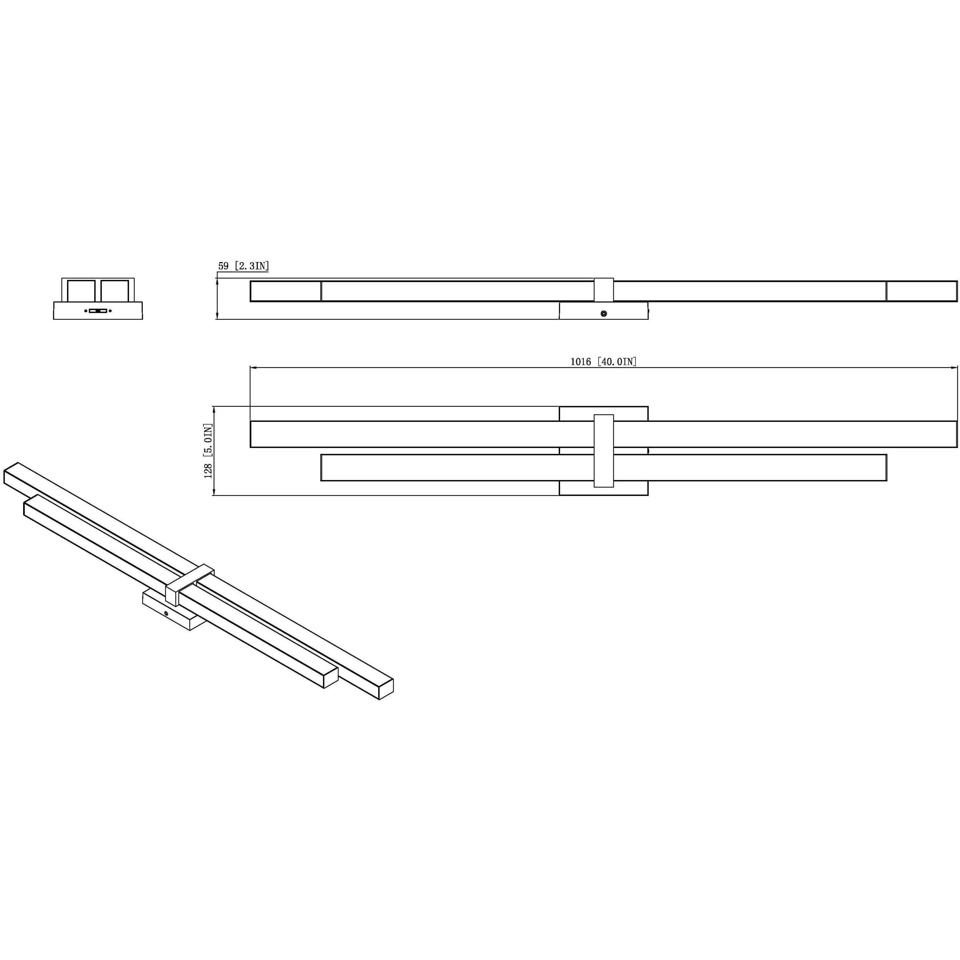 Zane LED 40 inch Modern Gold Vanity Wall Light