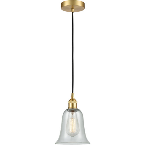Edison Hanover 1 Light 6.25 inch Satin Gold Mini Pendant Ceiling Light in Fishnet Glass