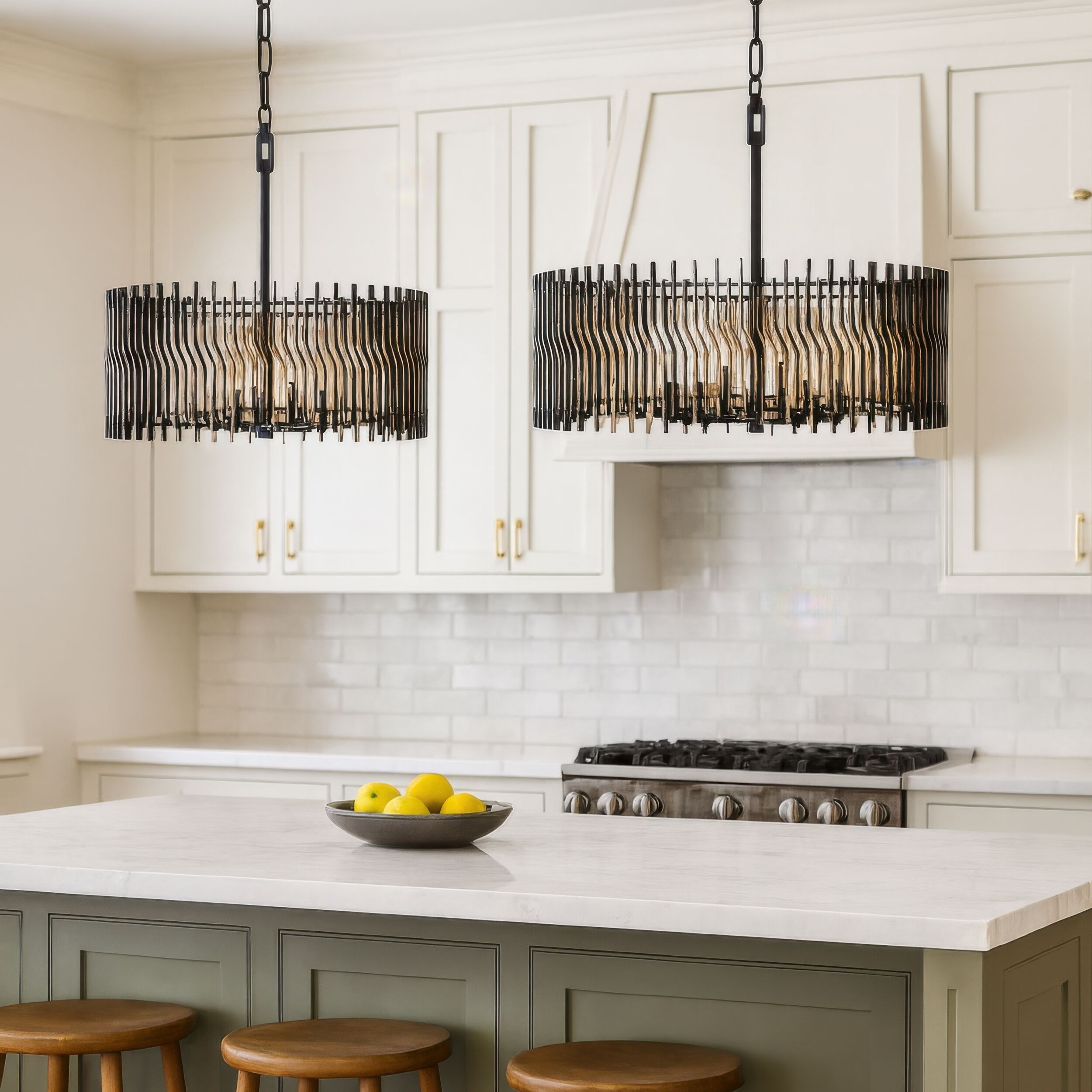 Park Row 8 Light 32 inch Matte Black and French Gold Pendant Ceiling Light, Smithsonian Collaboration