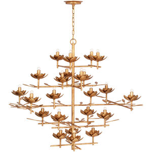 Julie Neill Clementine LED 48 inch Antique Gold Leaf Tiered Entry Chandelier Ceiling Light