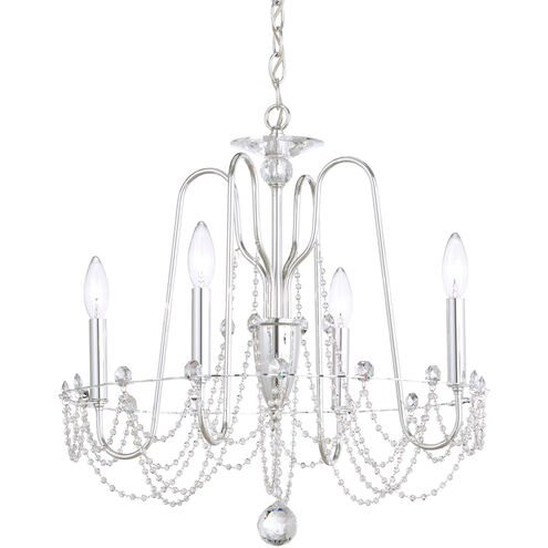 Esmery 4 Light Antique Silver Chandelier Ceiling Light in Optic