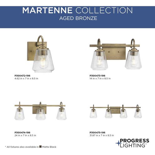 Martenne 1 Light 4.62 inch Aged Bronze Bathroom Vanity Light Wall Light