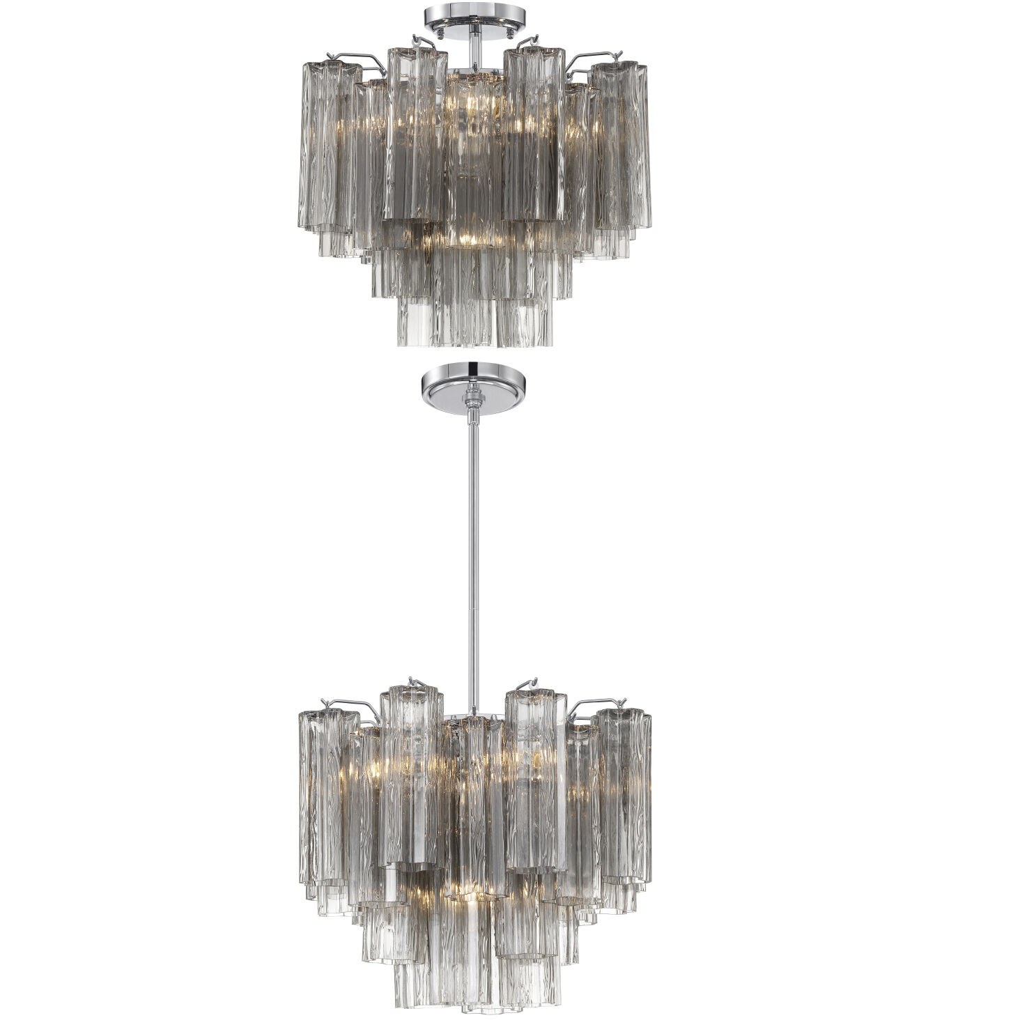 Addis 4 Light 17.75 inch Polished Chrome Semi Flush Ceiling Light in Smoke