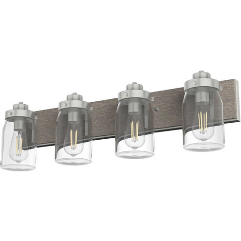 Devon Park 4 Light 30 inch Brushed Nickel and Grey Wood Vanity Light Wall Light