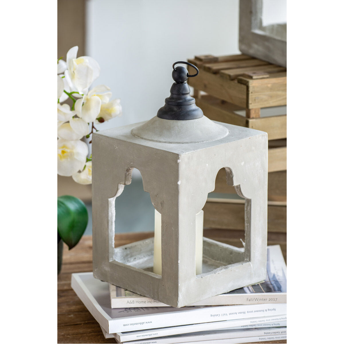 Garden 7.5 inch Gray Lantern