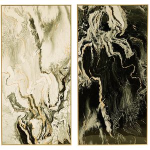 Marbled Black / White / Gold Wall Art, Set of 2
