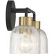 Flagler 2 Light 14.5 inch Matte Black with Warm Brass Accents Bathroom Vanity Light Wall Light, Lighting One