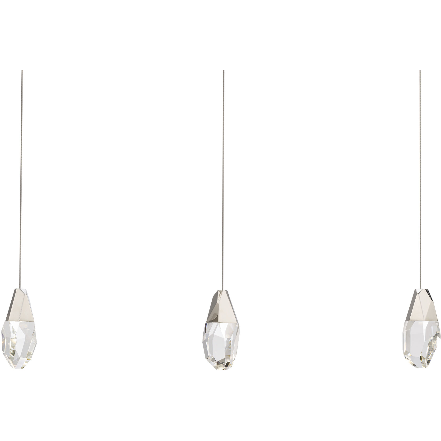 Beyond Martini LED 5.5 inch Polished Nickel Multi-Light Pendant Ceiling Light in Optic, Linear Canopy