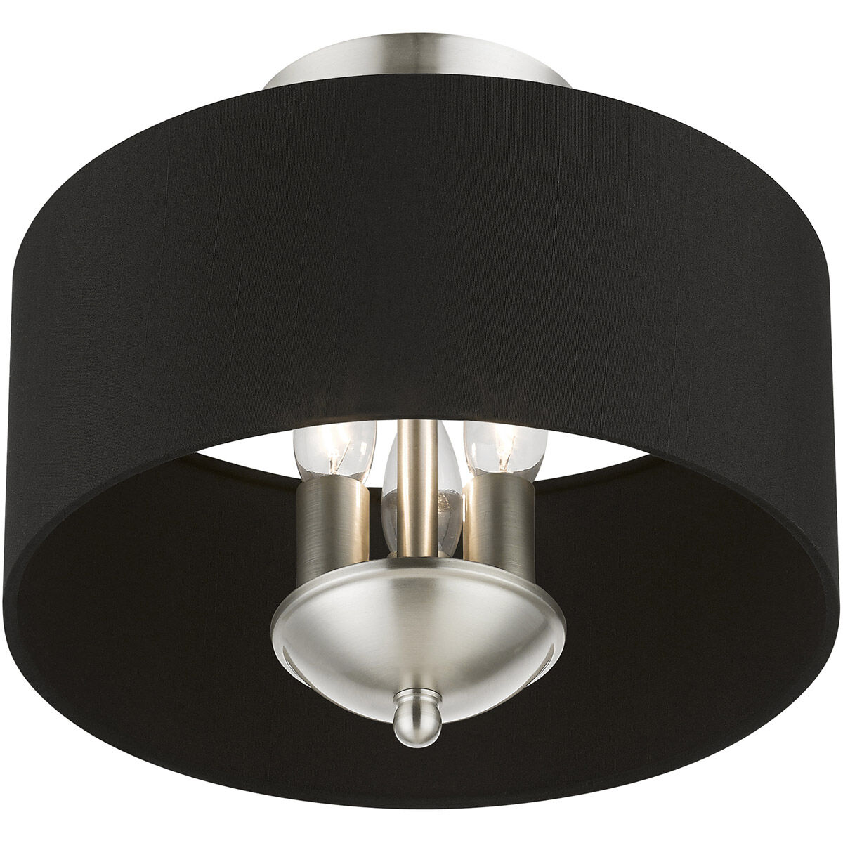 Huntington 3 Light 12 inch Brushed Nickel Semi-Flush Mount Ceiling Light