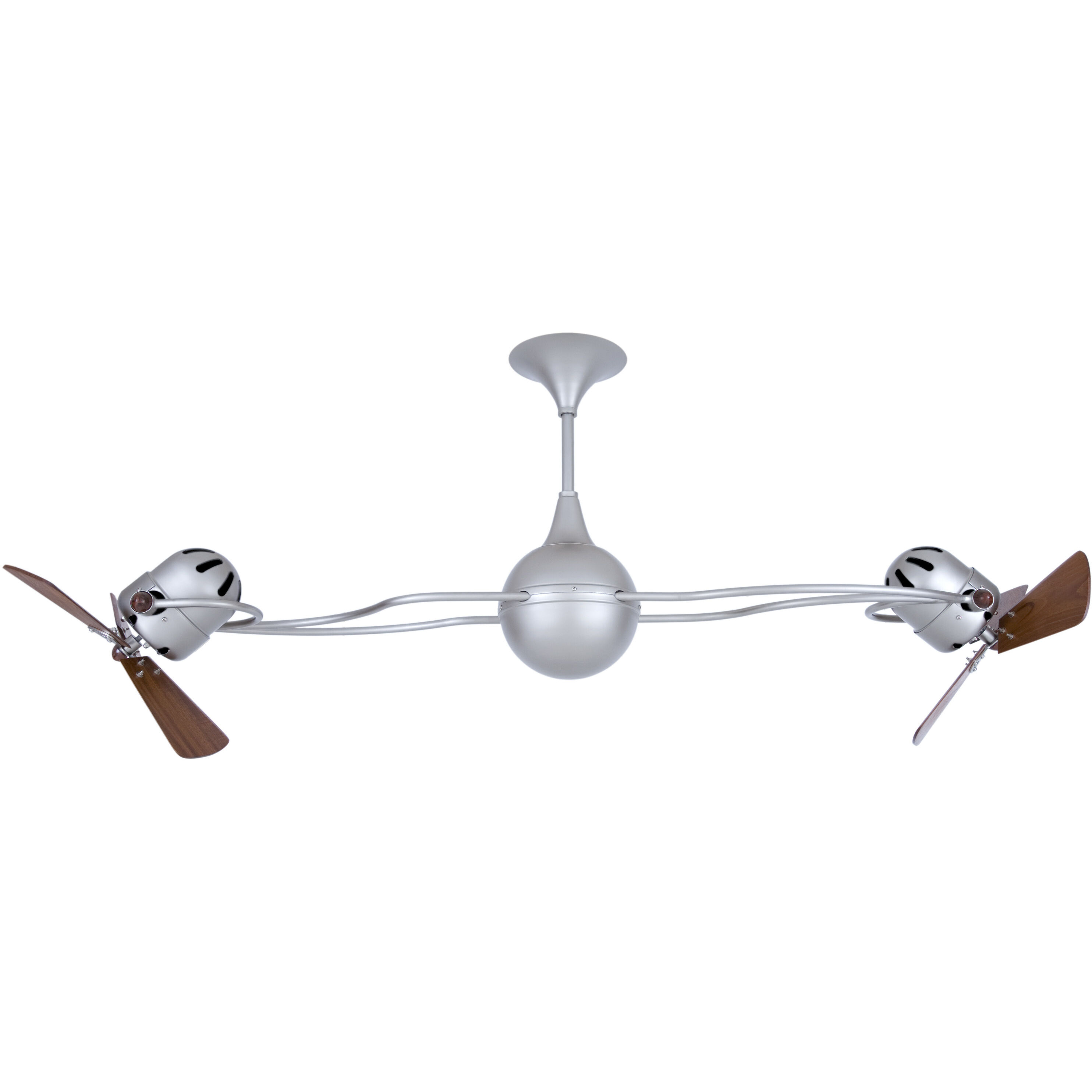 Matthews-Gerbar Italo Ventania 16 inch Brushed Nickel with Solid Mahogany Wood Blades Rotational Ceiling Fan, Matthews-Gerbar