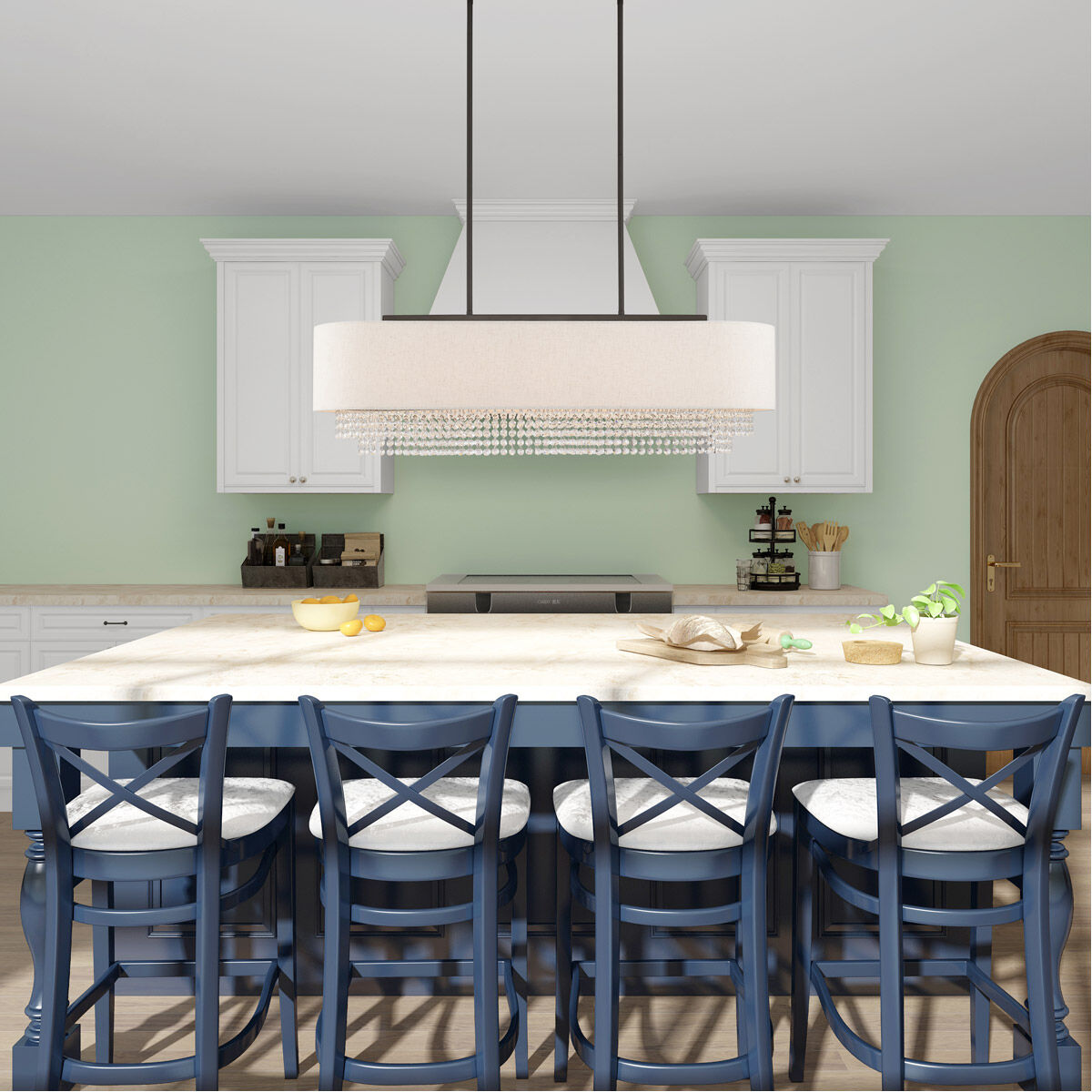 Carlisle 5 Light 41 inch English Bronze Linear Chandelier Ceiling Light