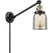 Small Bell 30 inch 60.00 watt Black Antique Brass Swing Arm Wall Light, Franklin Restoration