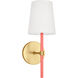 kate spade new york Monroe Sconce Wall Light in Burnished Brass / Coral