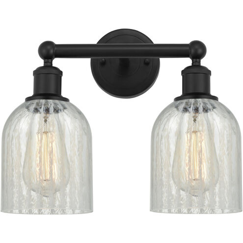 Edison Caledonia 2 Light 14 inch Matte Black Bath Vanity Light Wall Light in Mouchette Glass