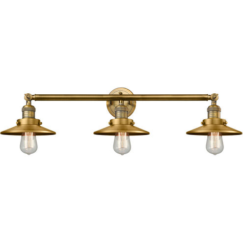 Franklin Restoration Railroad 3 Light 32 inch Satin Gold Bath Vanity Light Wall Light, Franklin Restoration