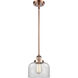 Ballston Large Bell LED 8 inch Antique Copper Pendant Ceiling Light in Clear Glass