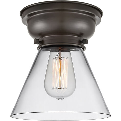 Aditi Large Cone 1 Light 8 inch Oil Rubbed Bronze Flush Mount Ceiling Light in Clear Glass, Aditi
