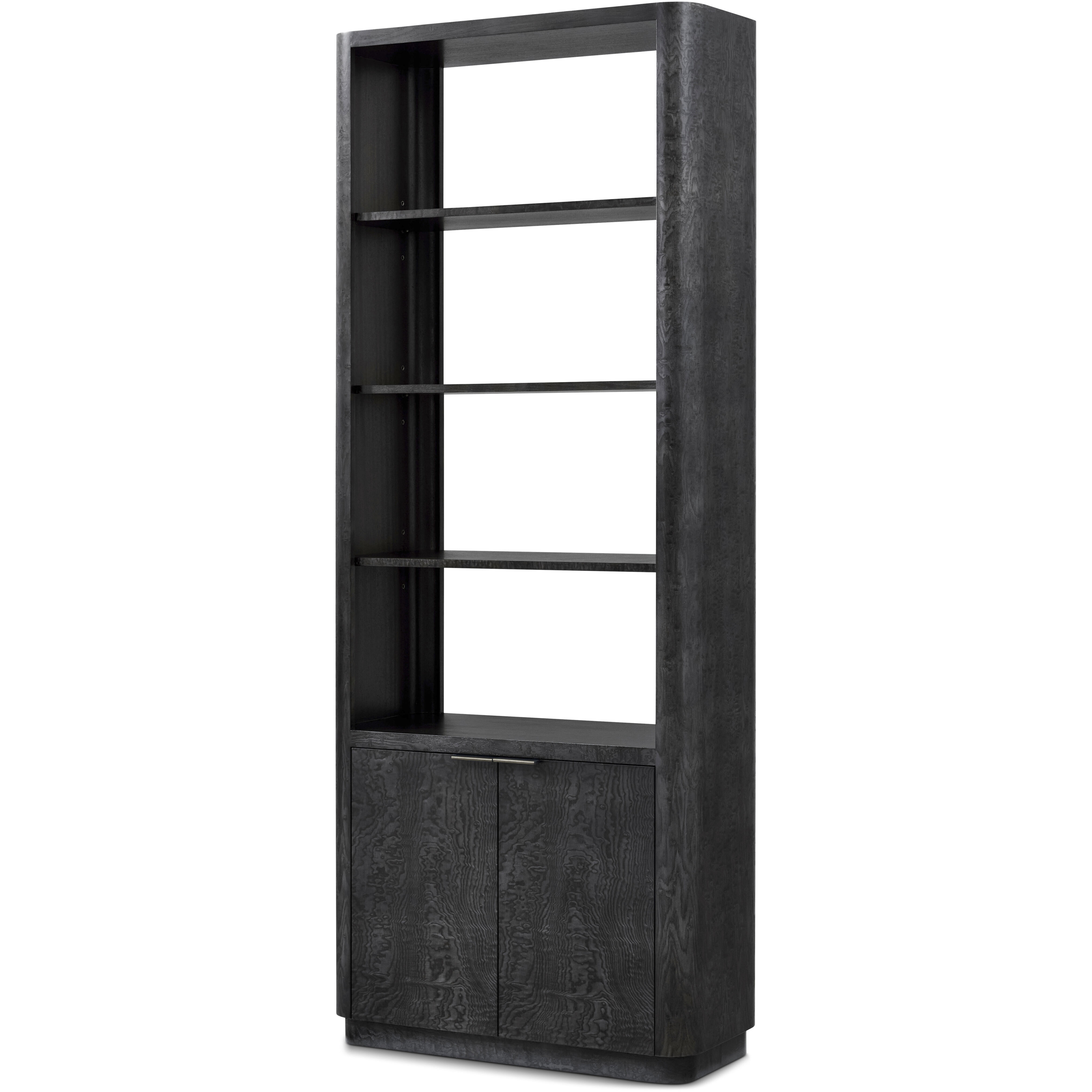 Kesden Silent Black Bookshelf, Wooden, 4-Shelf