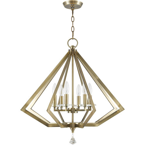 Diamond 6 Light 25 inch Antique Brass Chandelier Ceiling Light