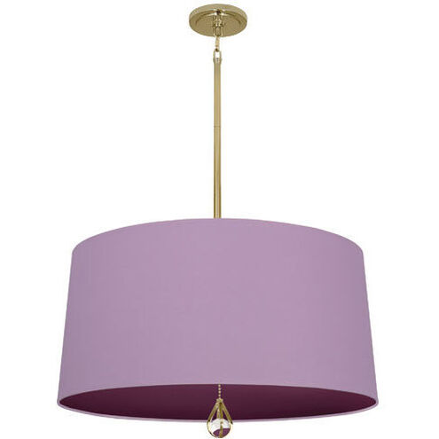 Williamsburg Custis 3 Light 15 inch Modern Brass Pendant Ceiling Light in Ludwell Lilac With Greenhow Grape