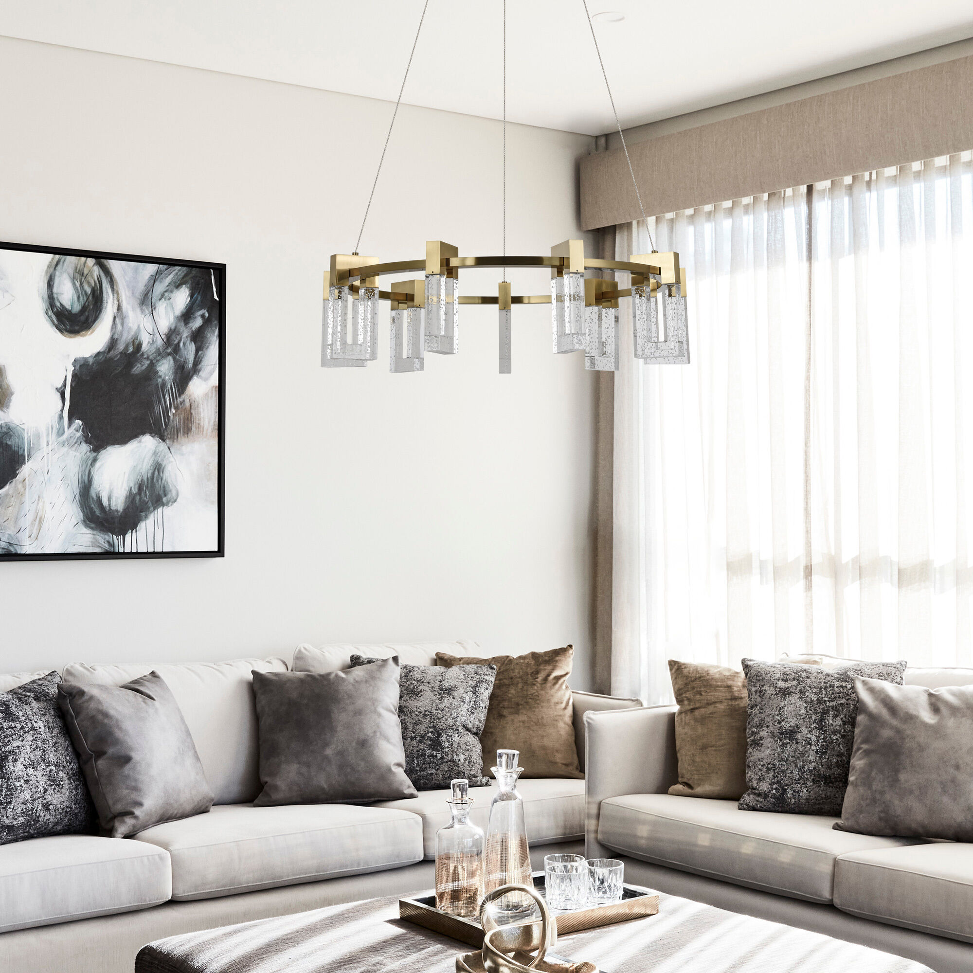 Artisan Collection/SORRENTO Series 27 inch Antique Brass Chandelier Ceiling Light