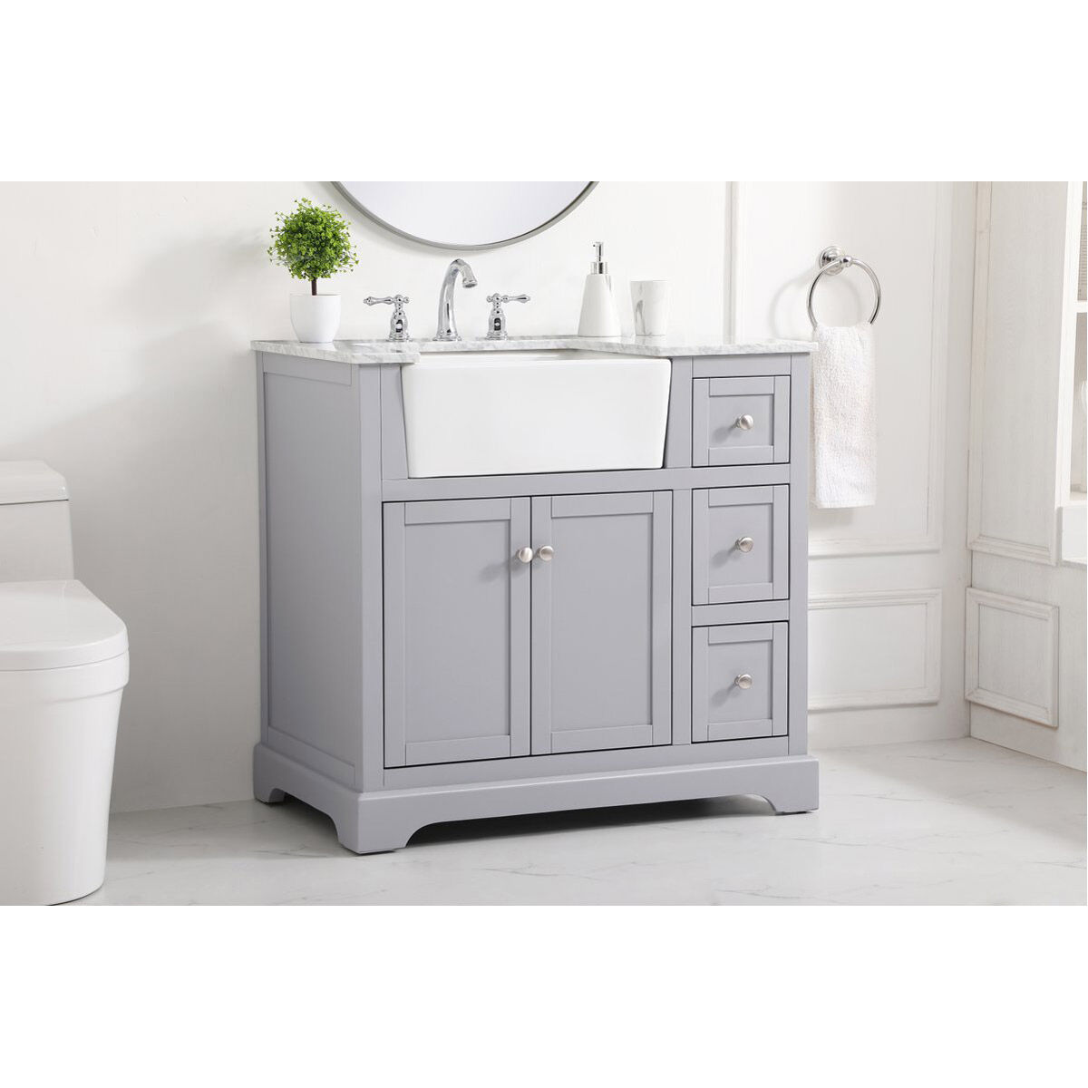 Franklin 36 X 22 X 35 inch Grey Bathroom Vanity Cabinet