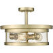 Canada 3 Light 16 inch Gold Semi Flush Mount Ceiling Light