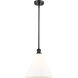 Ballston Cone 1 Light 12 inch Matte Black Mini Pendant Ceiling Light in Matte White Glass