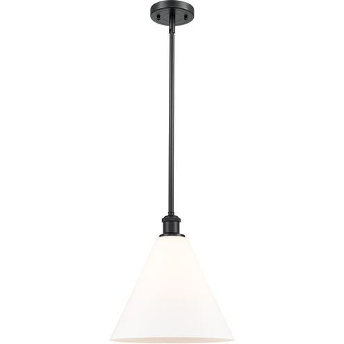 Ballston Cone 1 Light 12 inch Matte Black Mini Pendant Ceiling Light in Matte White Glass