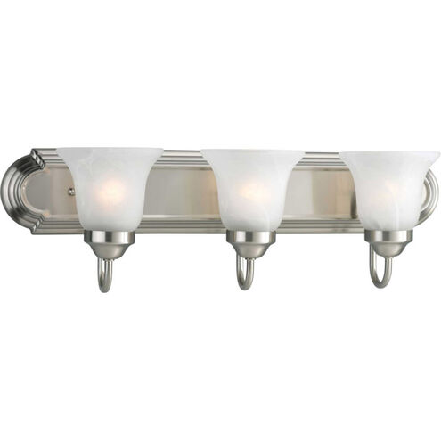 Alabaster Glass 3 Light 24 inch Brushed Nickel Bath Vanity Wall Light in Bulbs Not Included, Standard