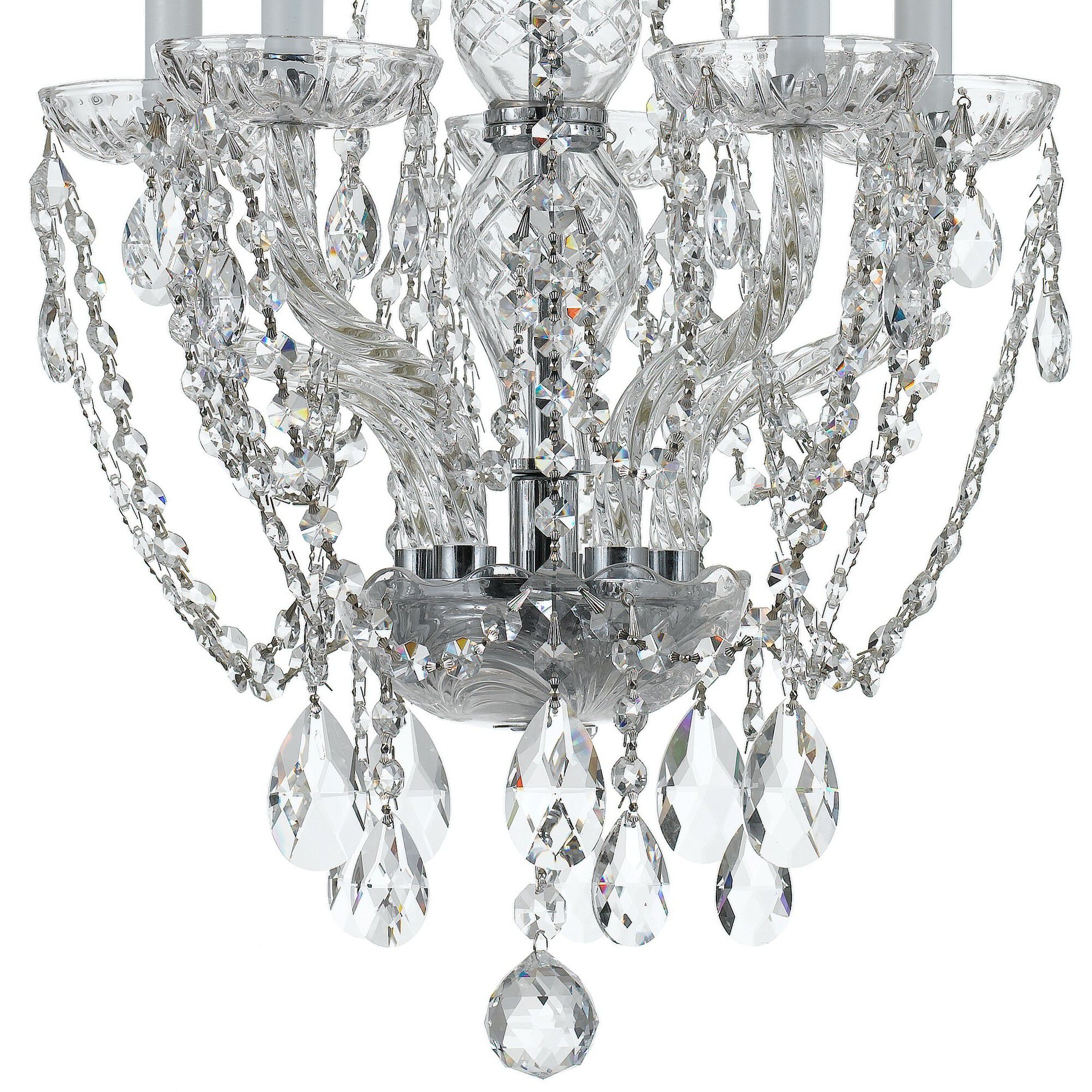 Traditional Crystal 5 Light 14 inch Polished Chrome Mini Chandelier Ceiling Light in Clear Hand Cut