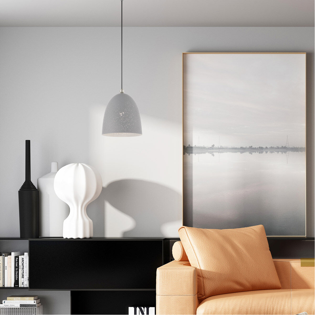 Arlington 1 Light 10 inch Nordic Gray with Brushed Nickel Accents Pendant Ceiling Light