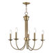 Estate 5 Light 25 inch Antique Brass Chandelier Ceiling Light