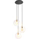 Tango 3 Light 23.62 inch Antique Brass and Bronze and Clear Glass Chandelier Ceiling Light