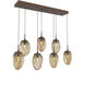 Meteo Incandescent 7 Light Burnished Bronze Linear Pendant Ceiling Light, Multi-Pendant