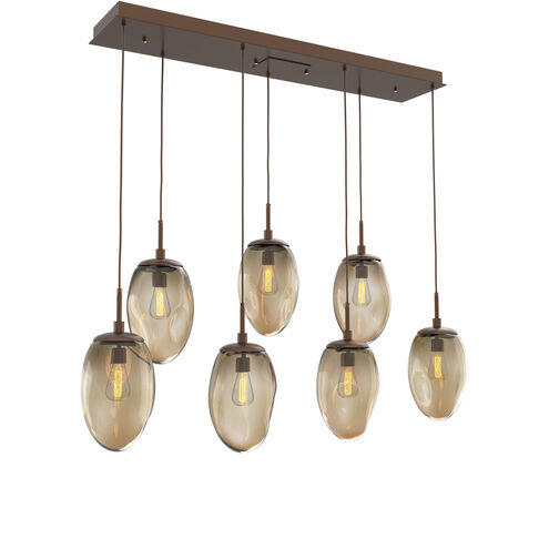 Meteo Incandescent 7 Light Burnished Bronze Linear Pendant Ceiling Light, Multi-Pendant