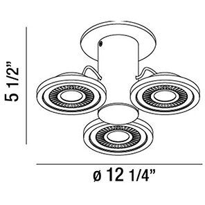 Vision 3 Light 120V White/Black Track Ceiling Light