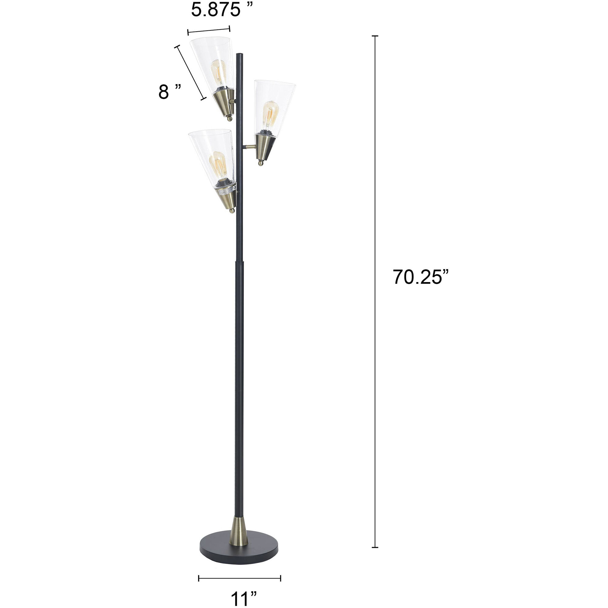 Mercer 70.25 inch 40 watt Pesch Gold and Black and Clear Floor Lamp Portable Light