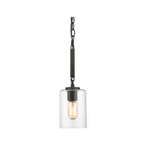 Monroe 1 Light 5 inch Matte Black with Gold Highlights Mini Pendant Ceiling Light in Clear Glass, Damp 