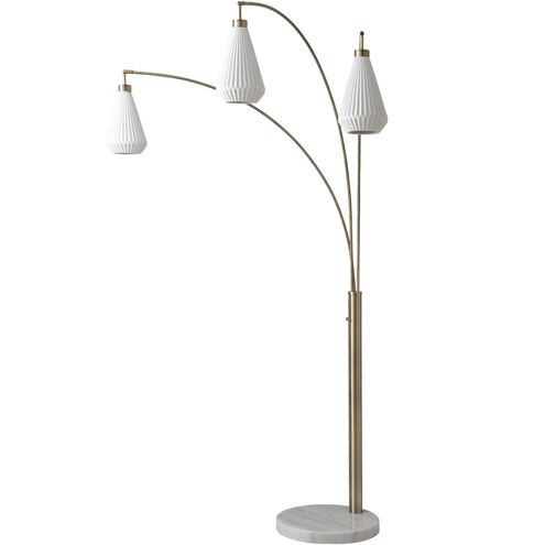 Concord 85 inch 60.00 watt Walnut and Weathered Brass with Black Arc Floor Lamp Portable Light