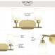 Reines 2 Light 14.75 inch Brushed Gold Bath Vanity Wall Light