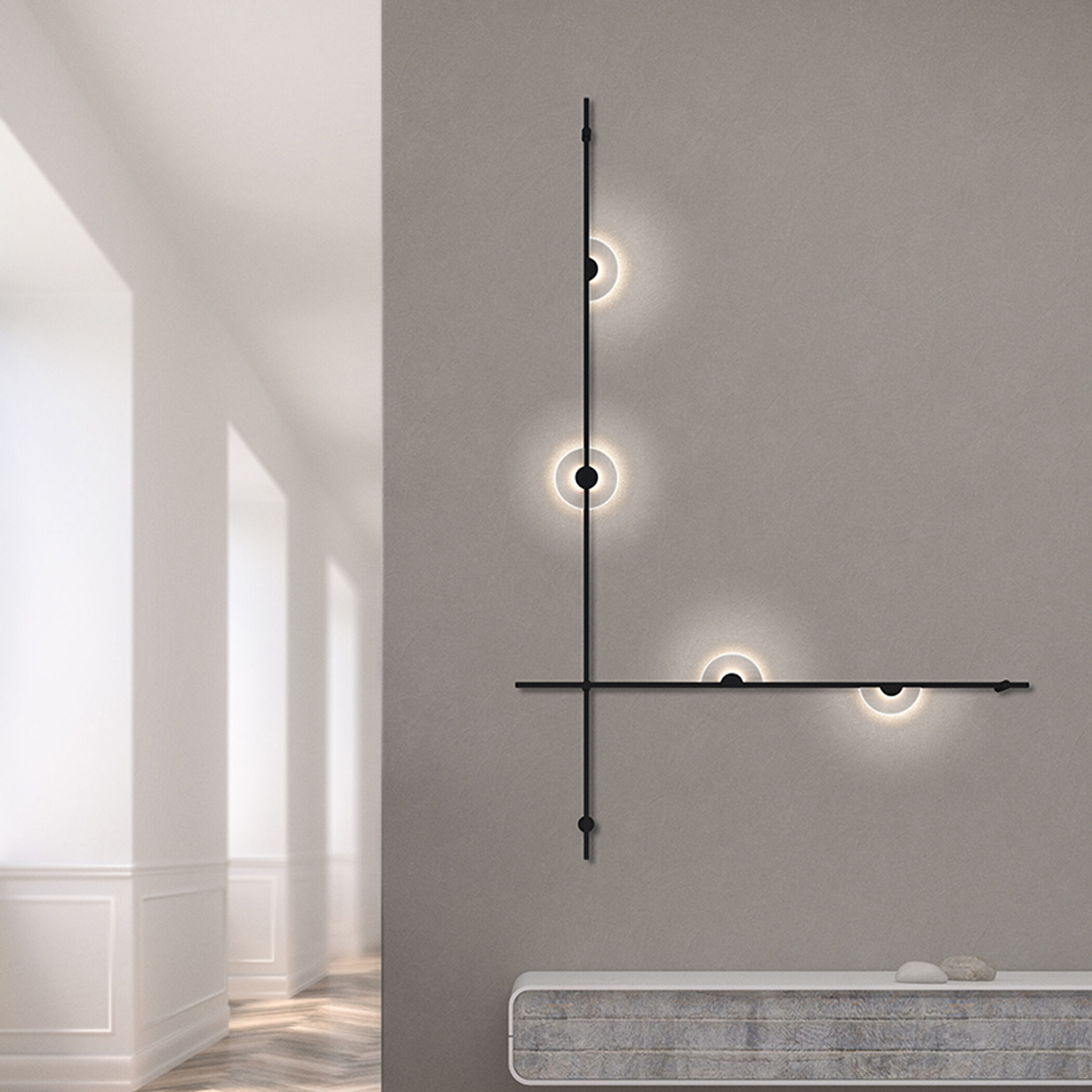 Suspenders LED 48 inch Satin Black ADA Wall Mount Wall Light, Linear