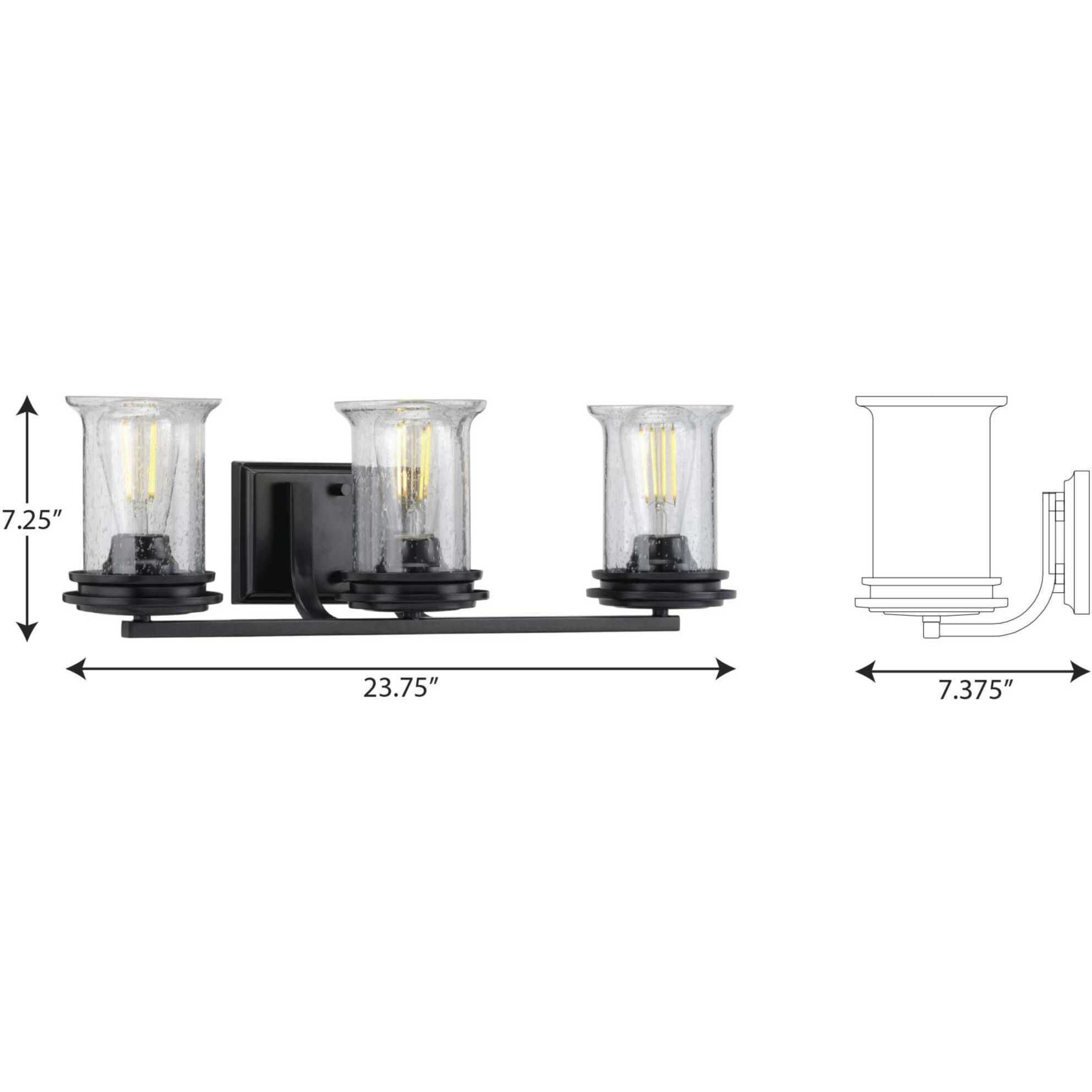 Winslett 3 Light 24 inch Matte Black Bath Vanity Wall Light