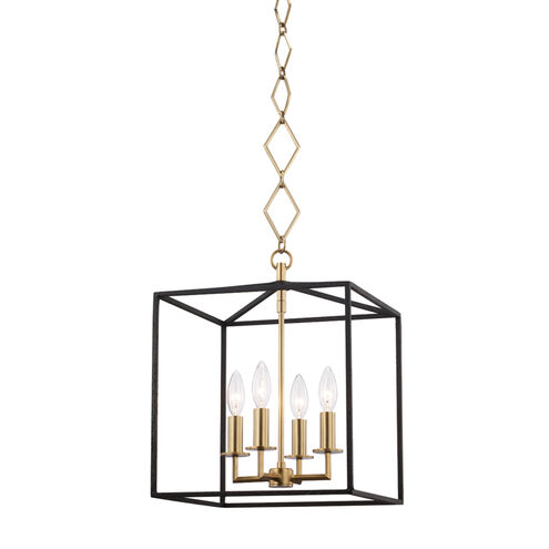 Richie 4 Light 13 inch Aged Brass / Black Pendant Ceiling Light