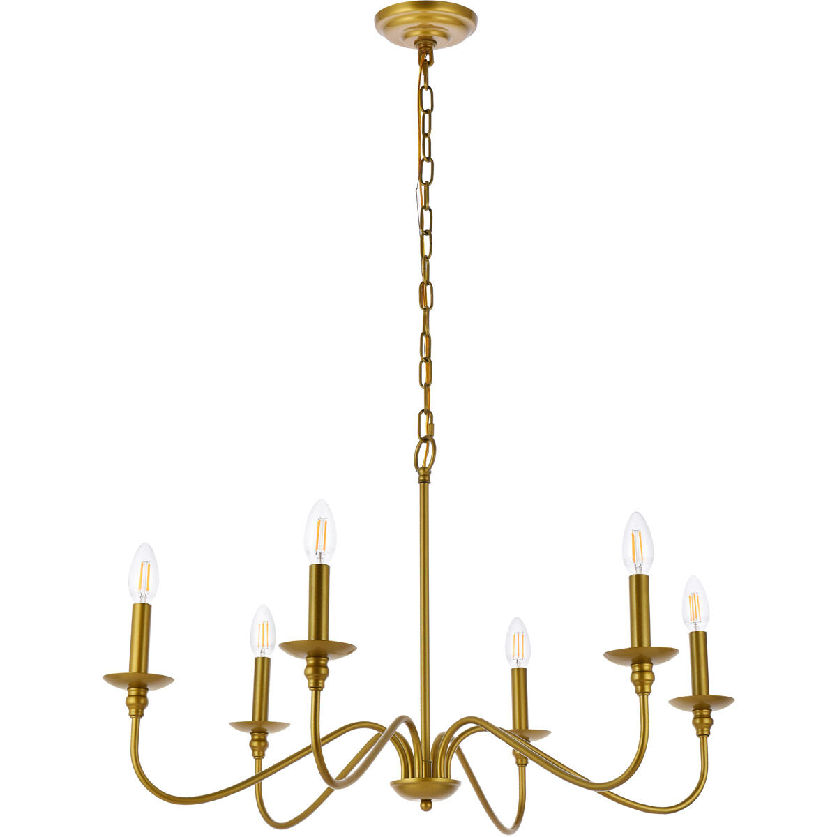 Rohan 6 Light 30 inch Brass Chandelier Ceiling Light 