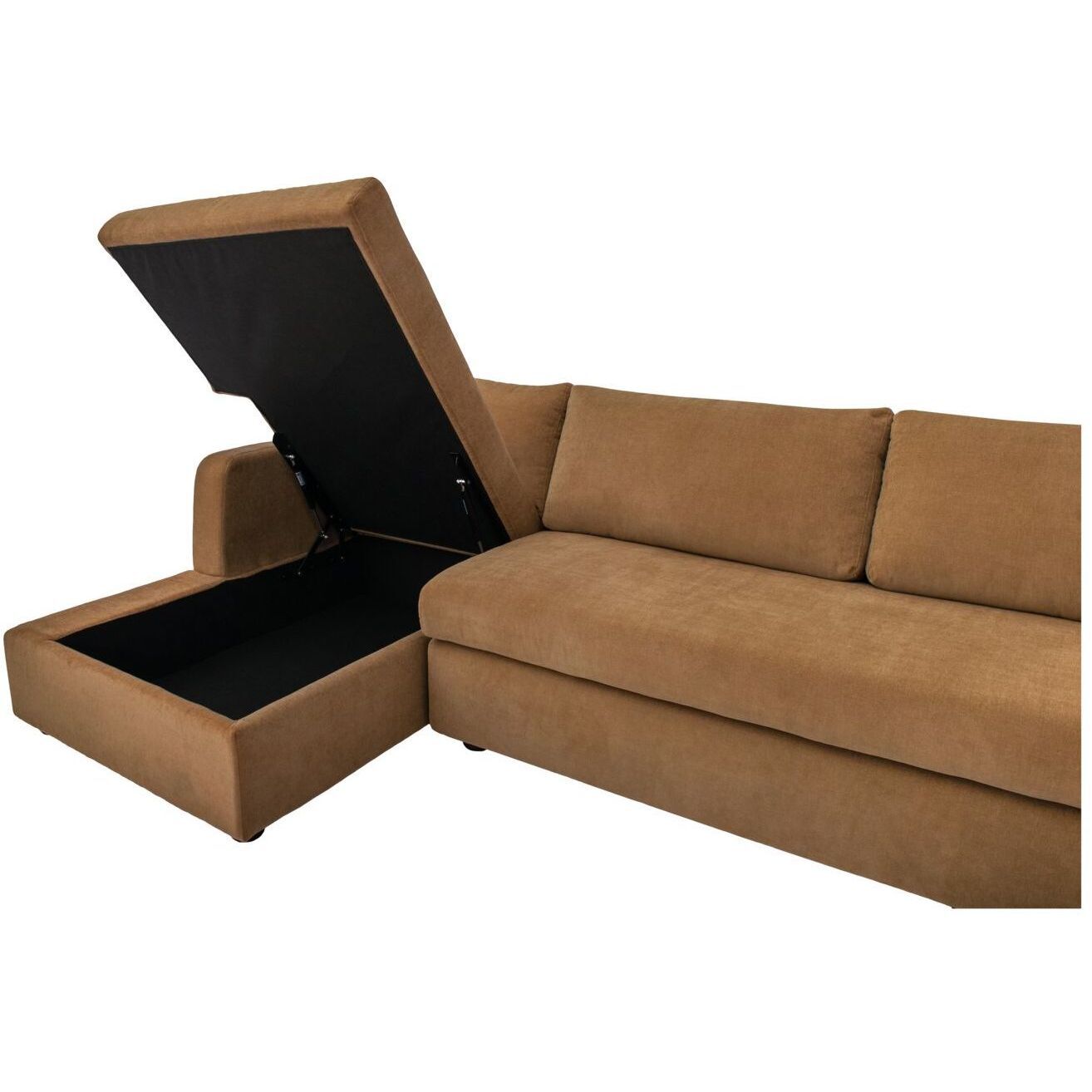 Burrow VV Ginger Sleeper Sectional With Storage Chaise in Left, Brown, Left