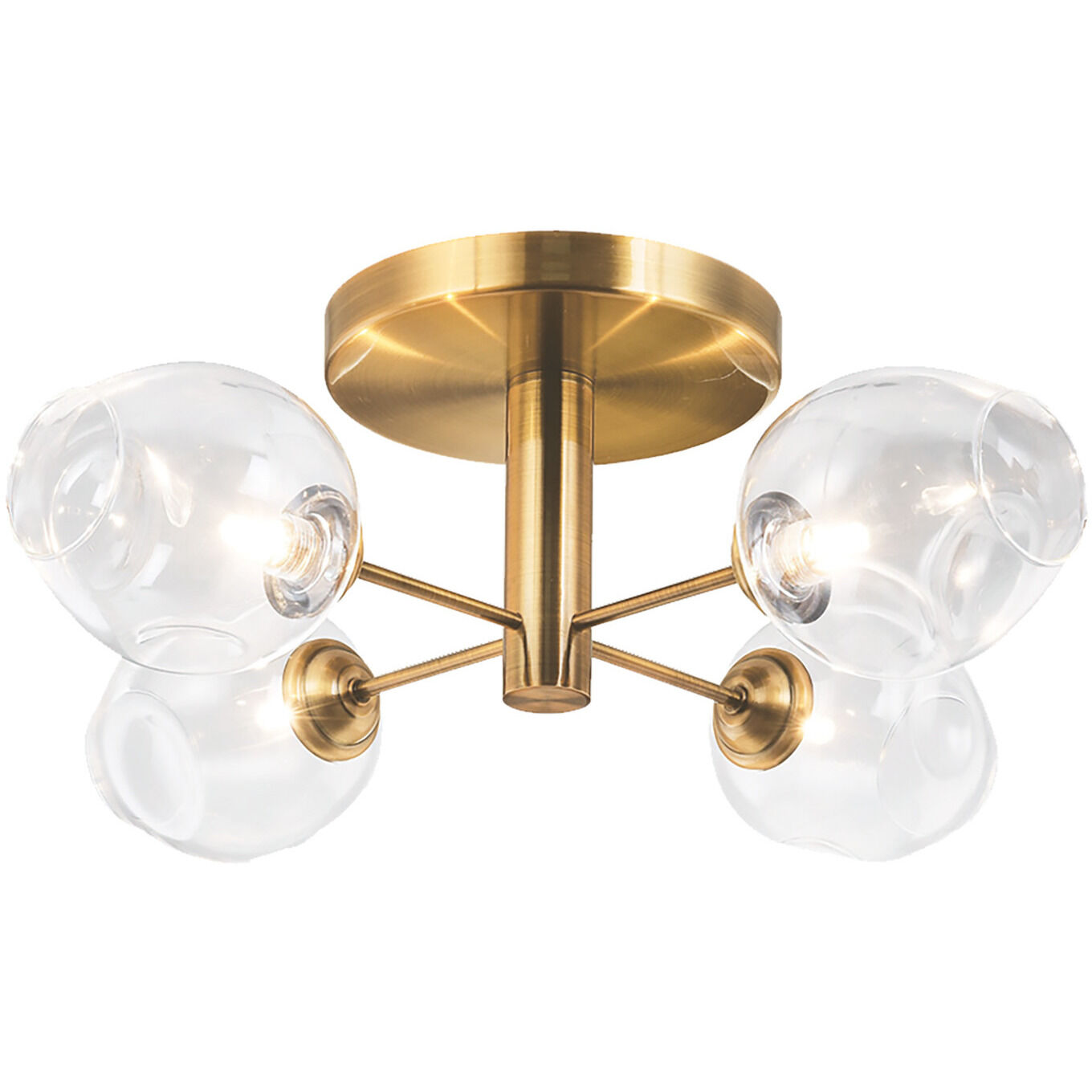 Abii 4 Light 20.5 inch Vintage Bronze with Clear Semi-Flush Mount Ceiling Light in Vintage Brass
