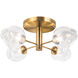Abii 4 Light 20.5 inch Vintage Bronze with Clear Semi-Flush Mount Ceiling Light in Vintage Brass