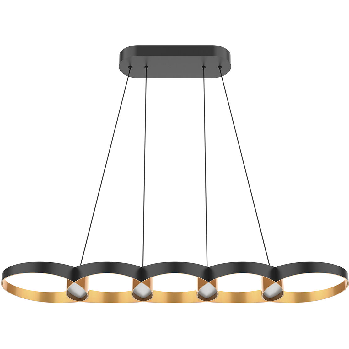 Maestro Linear Pendant Ceiling Light in Black and Gold