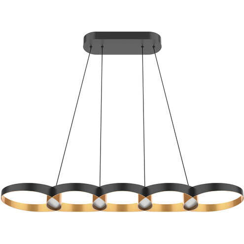 Maestro Linear Pendant Ceiling Light in Black and Gold